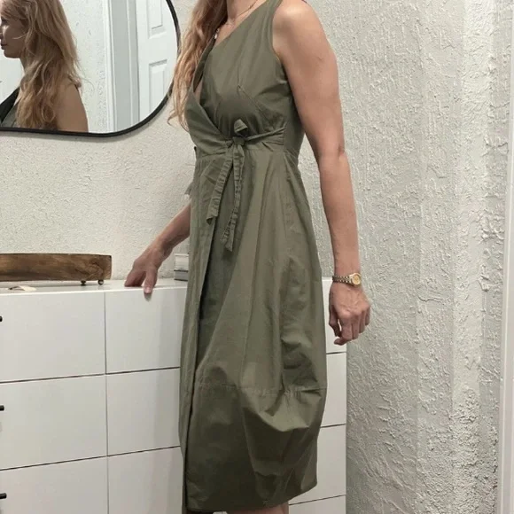 imperial | Dresses | Imperial Olive Green Wrap Lagenlook Dress Made In  Italy | Poshmark